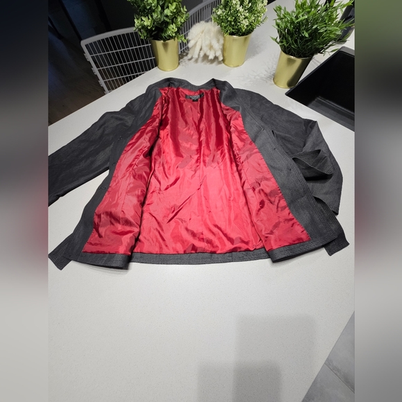 LARRY LEVINE Sublime blazer doublé gris charcoal, ceinture ajustable à la taille - Picture 5 of 7